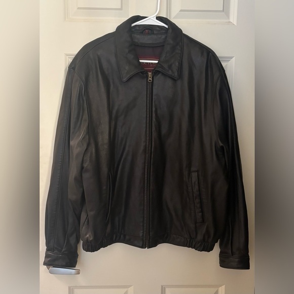 Vintage J Park Heavyweight Leather Bomber Jacket, Men’s Large, Black